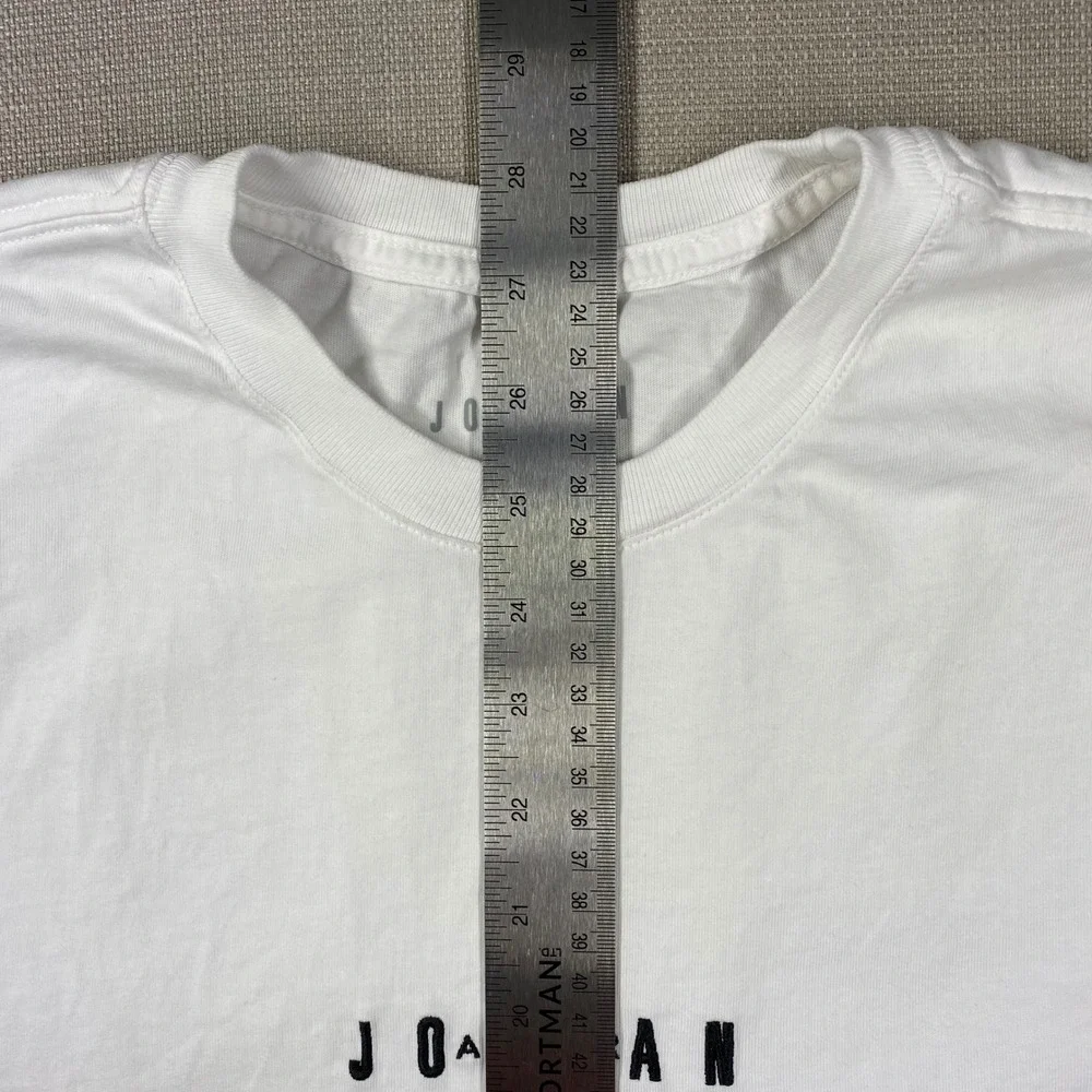 Jordan Mens White Embroidered Logo Wordmark Jumpan Short Sleeve T-Shirt Large